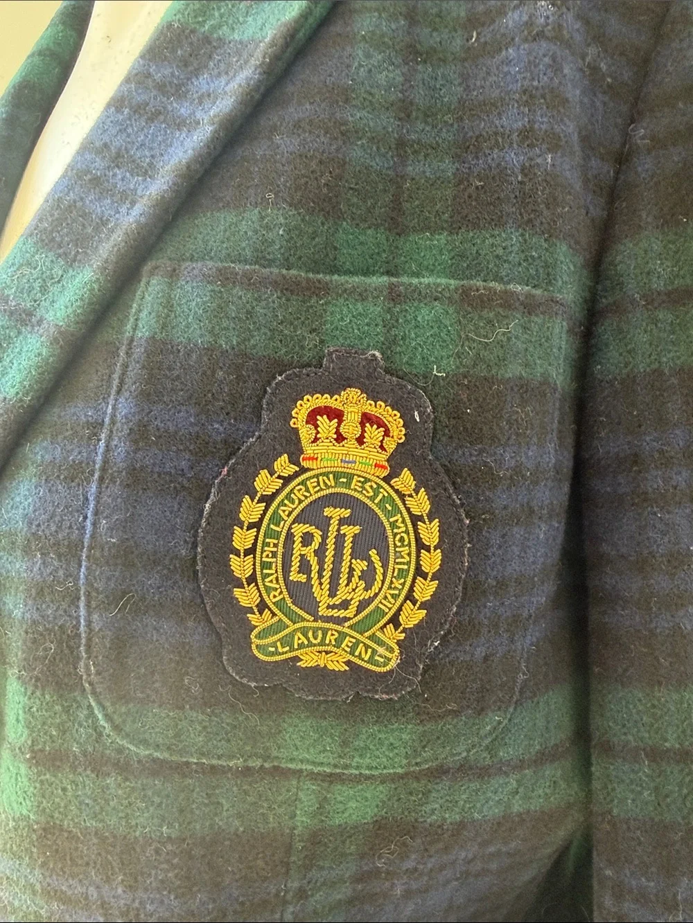 Lauren Ralph Lauren Black Watch Plaid Wool Cashmere Crest Blazer Jacket 16 - Picture 6 of 13